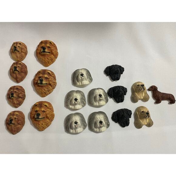 Brown Chow Chow, Sheep Dog, Cocker Spaniel, Dachsund: 18 Resin Magnet LOT - Picture 1 of 12
